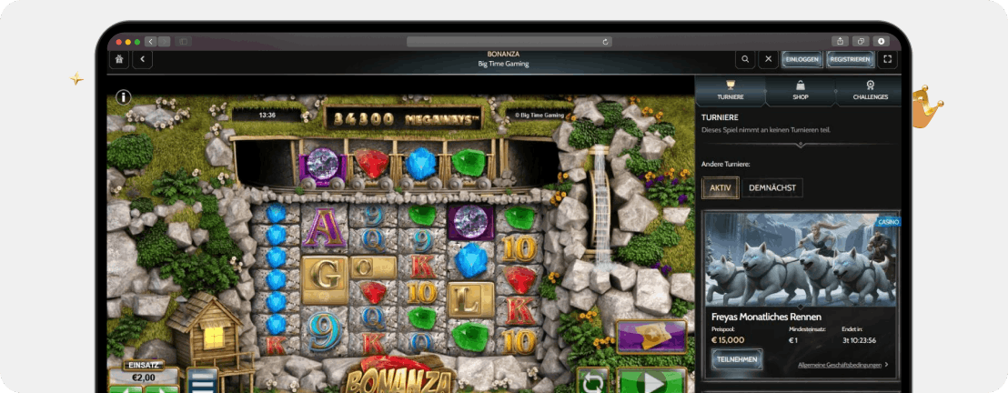 Screenshot Bonanza von Big Time Gaming als Beispiel für einen der besten RTP Slots mit großer Fangemeinde