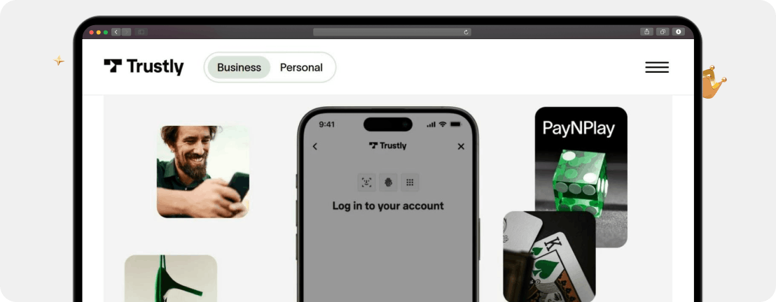 Screenshot Produktseite von Pay N Play: In einem Casino ohne Verifizierung Trustly zum Datenabgleich nutzen