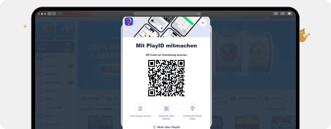Screenshot QR-Code für die Anmeldung im Nomini Casino mit FunID als zweiter Schritt der Registrierung
