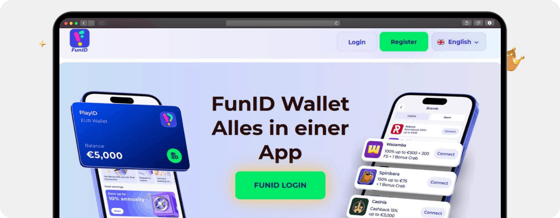 Screenshot offizielle Anbieter-Website als Startpunkt zu allen aktuellen FunID Casinos