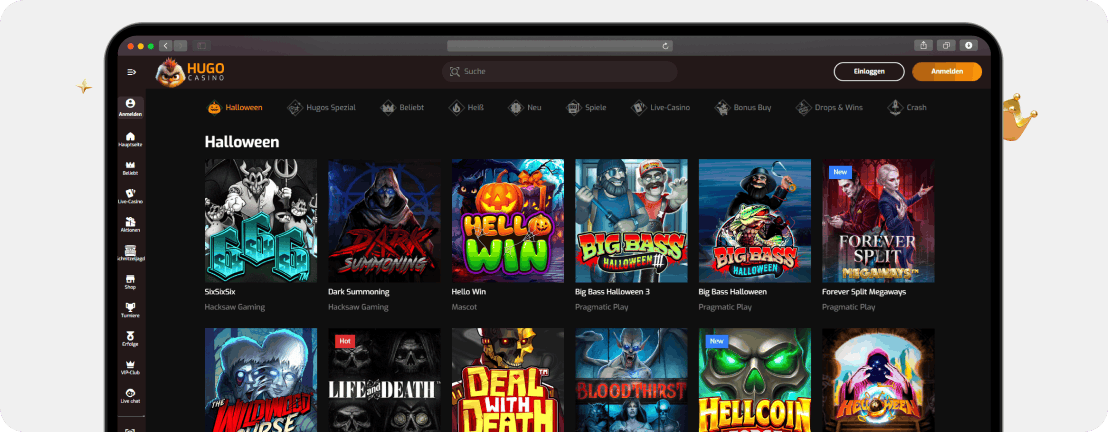 Hugo Casino mit über 7.000 Spielen und deutschen Live-Dealern im Test