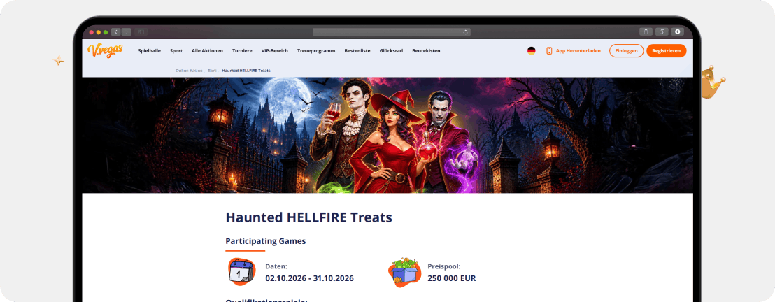 Halloween Turnier Haunted HELLFIRE Treats mit 250.000 € Preispool und Endorphina Slots"