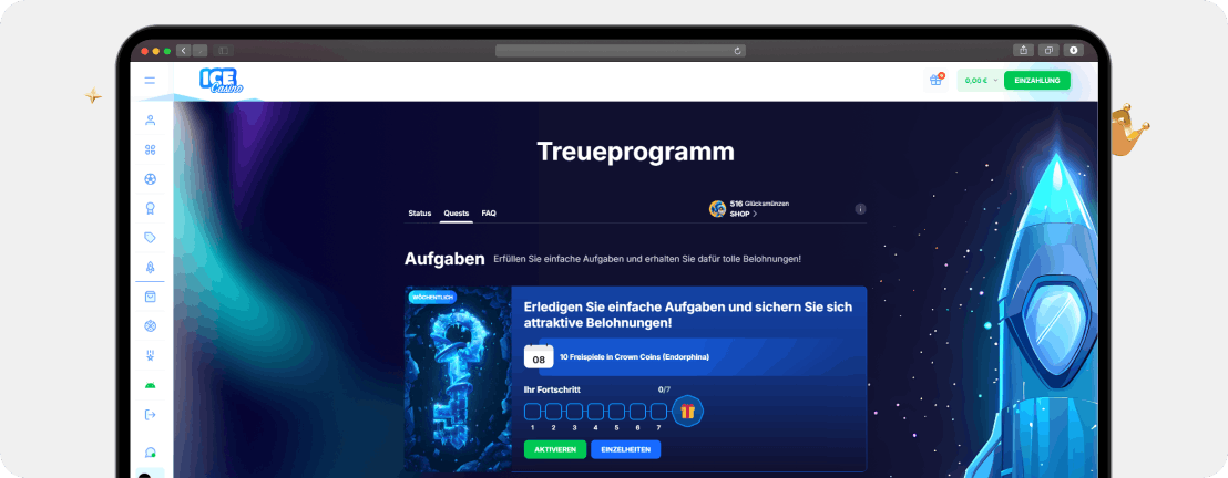 Ice Casino Treueprogramm mit wöchentlichen Aufgaben und Belohnungen