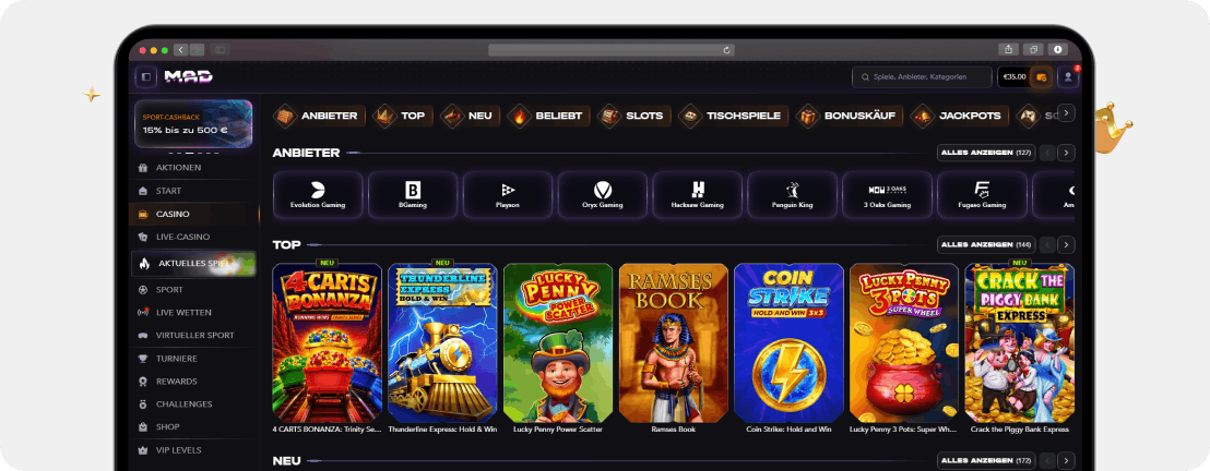 MadCasino Erfahrungen 2026 – Echtgeld-Test und Bewertung