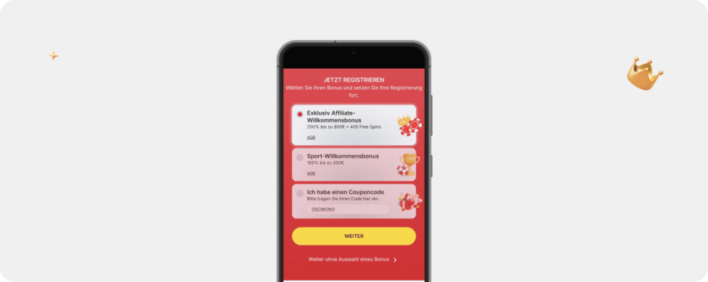 Monoplay Casino Bonuscode OSCMONO Auswahl 200 Prozent 800 Euro 400 Freispiele