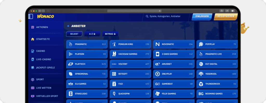 Wonaco Anbieter Screenshot