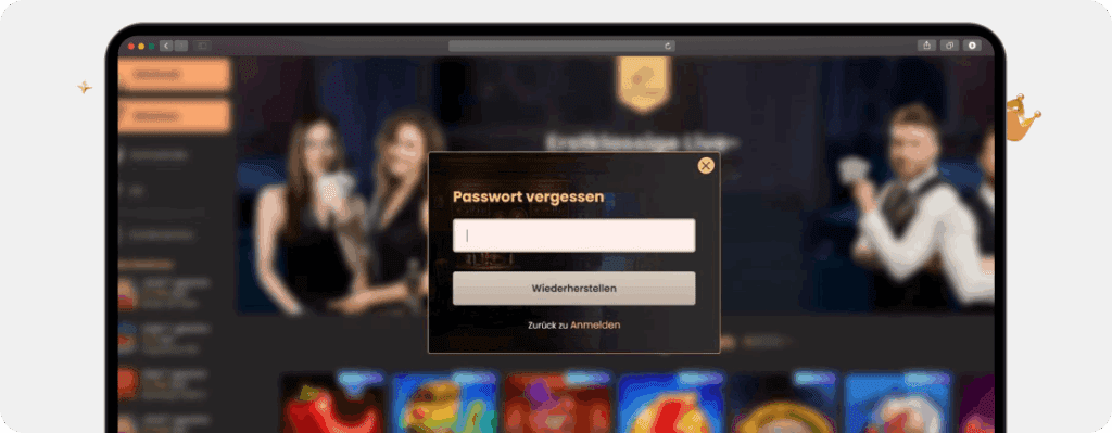 „Passwort vergessen“-Feature beim National Casino Login mit E-Mail-Eingabefeld