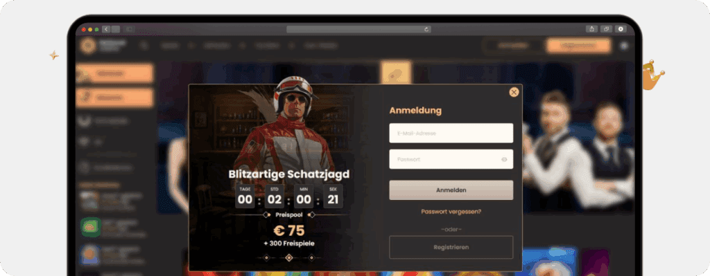 Screenshot Anmelde-Maske mit E-Mail- und Passwort-Feld als zweiter Schritt im National Casino Login