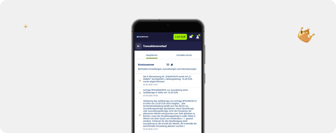 Fairipari Casino Transaktionsverlauf der Sofortauszahlung