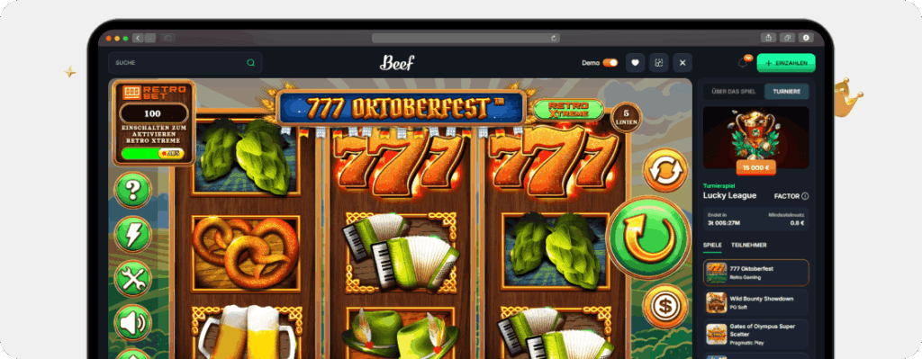 777 Oktoberfest Slot von Retro Gaming mit brennenden Siebenen