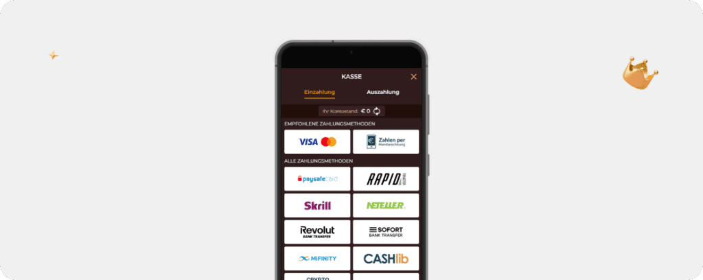Online Casino Zahlungsmethoden mit Visa Paysafecard Skrill Neteller MiFinity und Krypto