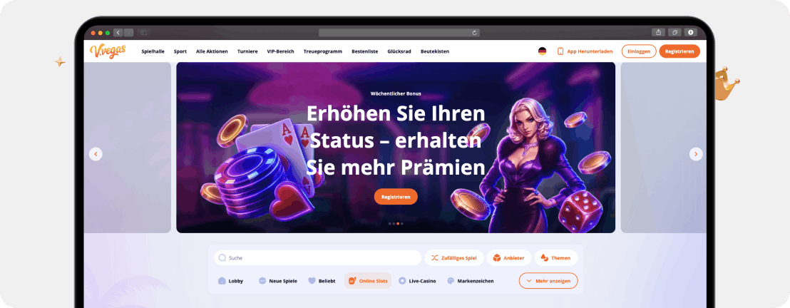 Vulkan Vegas Casino mit großer Auswahl an Online Slots