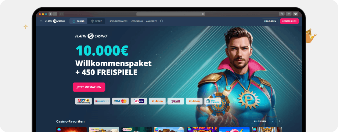 Platincasino Home Desktop Screenshot OSC