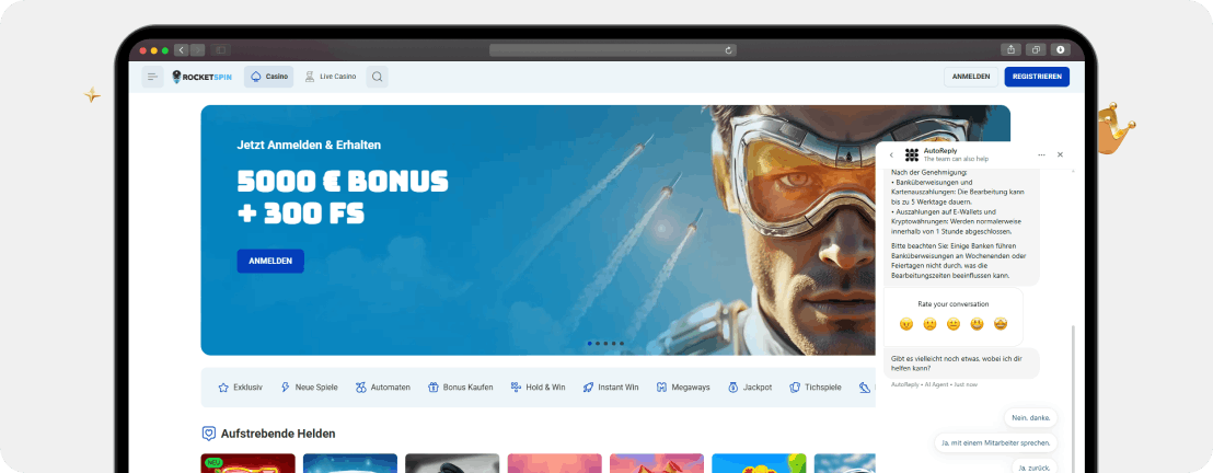 Rocketspin Casino Erfahrungen 2026 – Bewertung + Echtgeld-Test