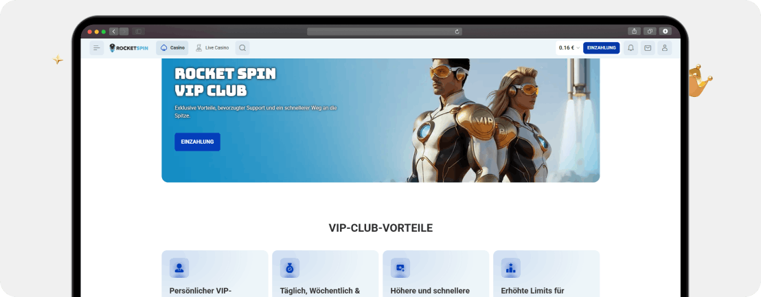 Rocketspin Casino VIP Club Vorteile