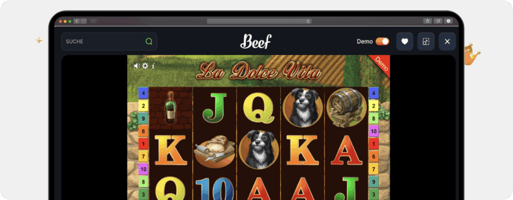 Gamomat Slot La Dolce Vita mit Weinfass-Symbol und Haus als Scatter