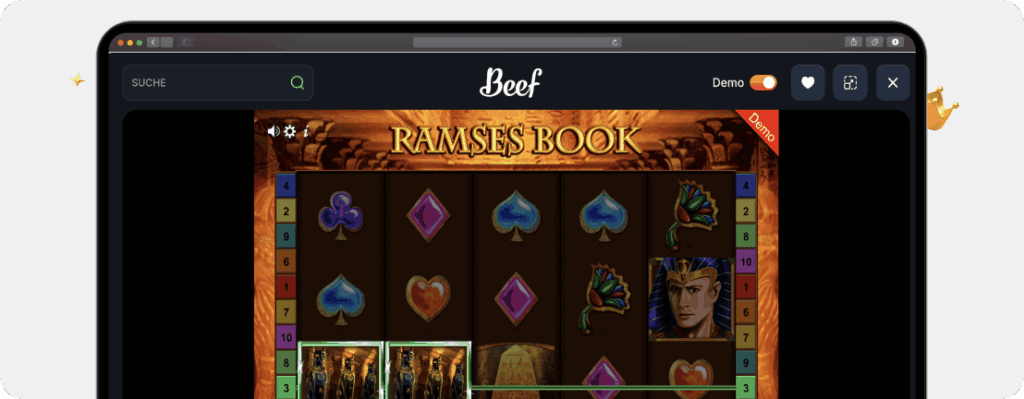 Gamomat Slot Ramses Book mit fünf Walzen, Pharao-Symbol und Buch als Scatter