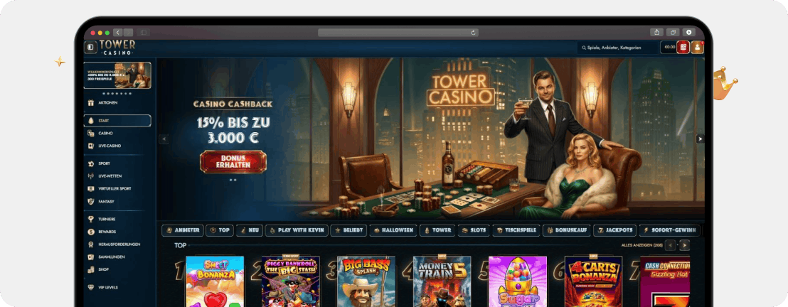 Tower Casino Erfahrungen & Bewertung 2026 nach 5 Tagen Echtgeldtest