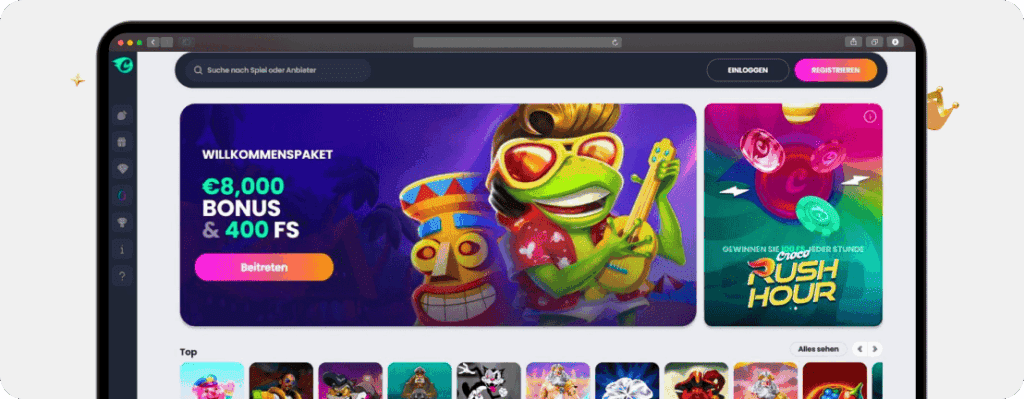 Crocoslots Casino Wilkommensbonus Screenshot