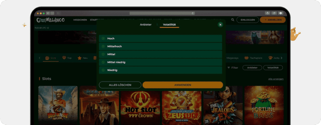 Gomblingo Casino Volatilitat Screenshot
