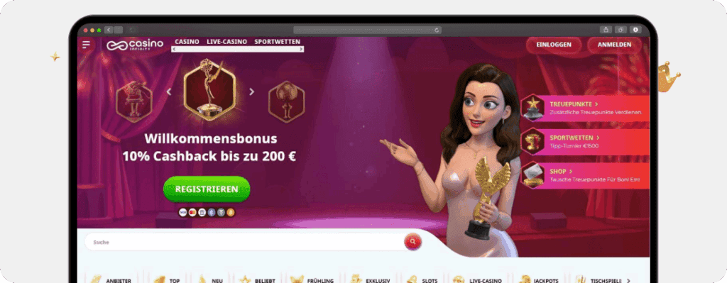 Casino Infinity Wilkommensbonus Screenshot