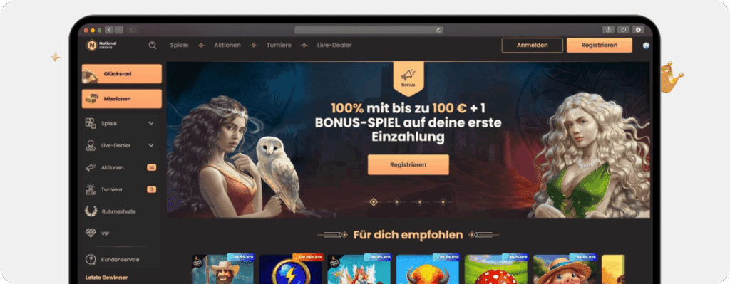 National Casino Wilkommensbonus Screenshot