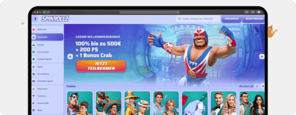 Spinrollz Casino Wilkommensbonus Screenshot