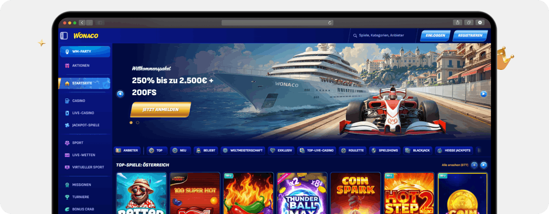 Wonaco Casino - Übersicht - Desktop - OSC