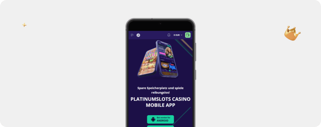 PlatinumSlots Casino Mobile App Download für Android und iOS mit Web-App Installationsanleitung