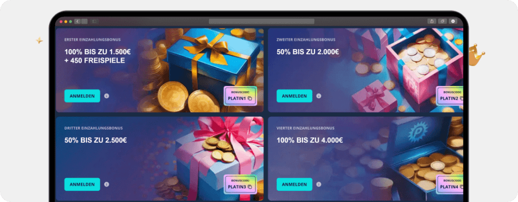 Screenshot: Platin Casino Bonus – Neukundenbonus