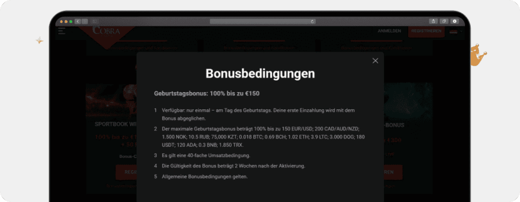Geburtstagsbonus Cobra