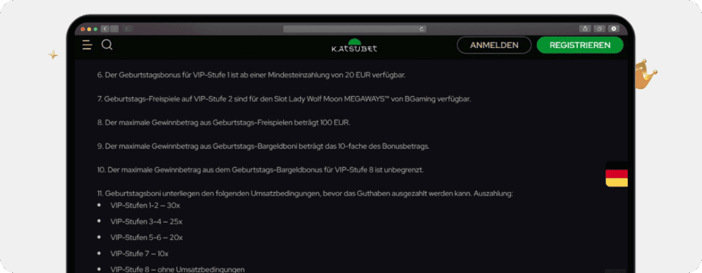 Geburtstagsbonus Katsubet