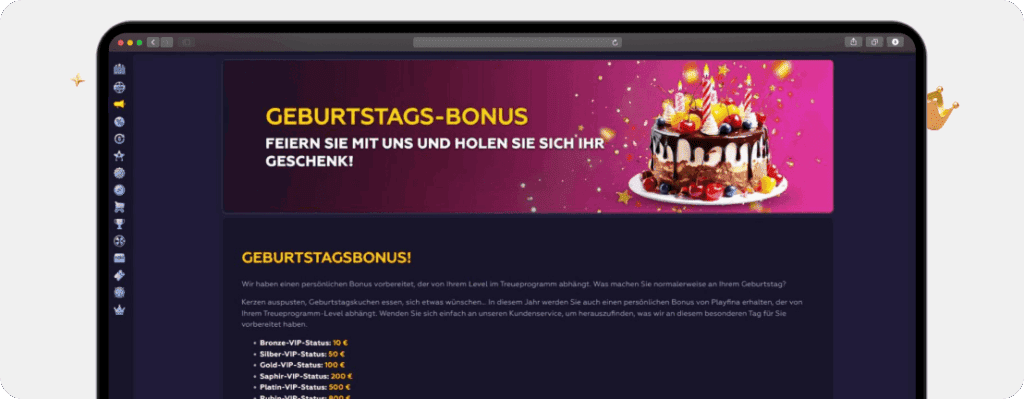 Geburtstagsbonus Playfina