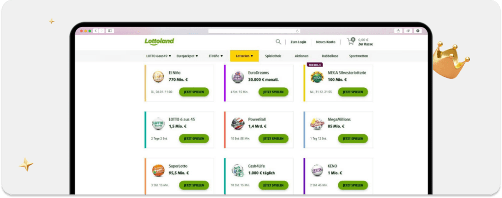 OSC - Lottoanbieter - Lottoland Lotterienauswahl