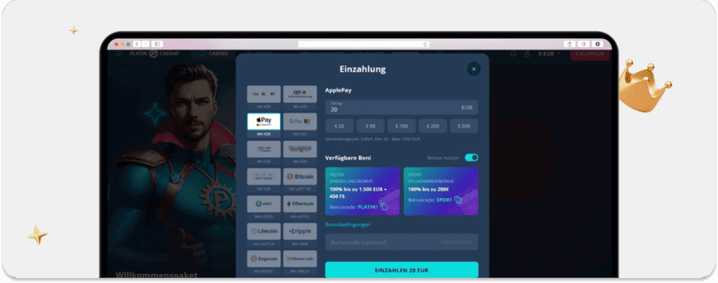 OSC - Platincasino - Einzahlung