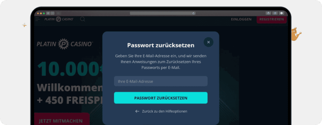 PlatinCasino Passwort zurücksetzen
