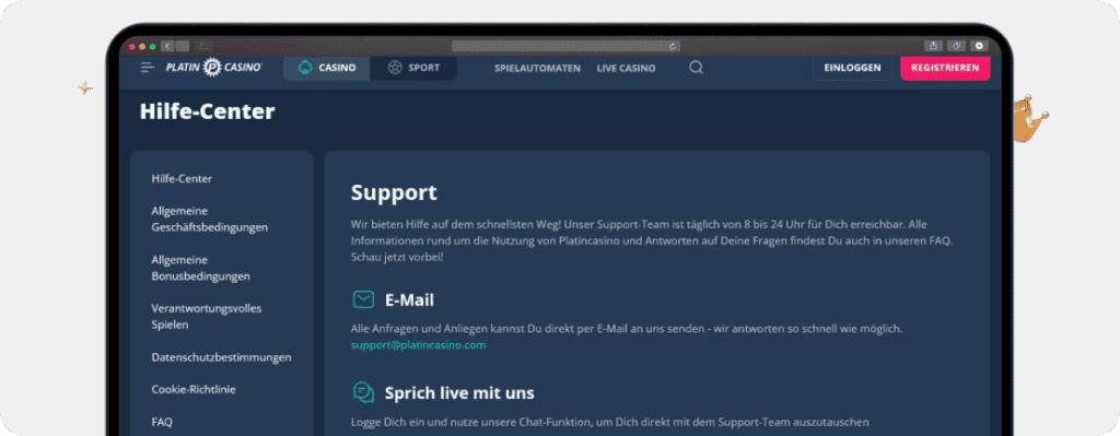 PlatinCasino Support