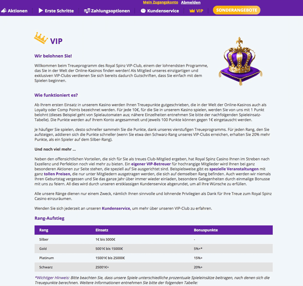 Royal Spinz Casino Erfahrungen – Test & Bewertung 2025