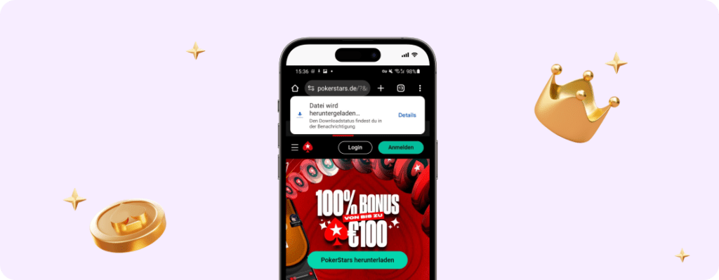 PokerStars Willkommensbildschirm - Schritt 1 auf Mobile