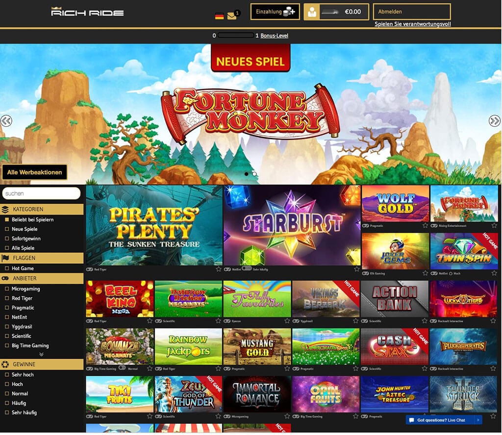 Rich Ride Casino Erfahrungen – Test & Bewertung 2026