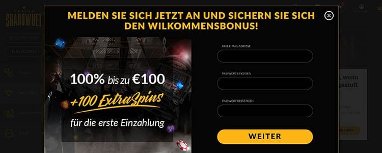 ShadowBet Casino Anmeldung